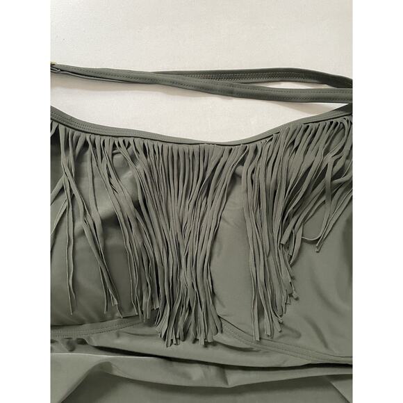 Swimsuits For All Swim One Piece Swimsuit Halter Fringe Swimwear - Picture 3 of 7